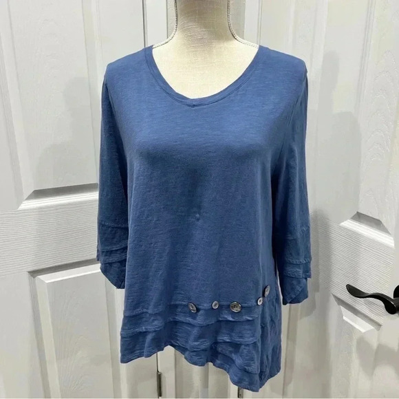 Erin London Blue Ruffle and button detailing popover long sleeve shirt - Picture 8 of 9